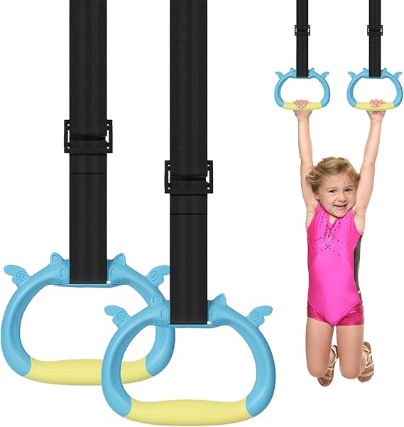 Gymnastics Rings, Children's Home Gym Equipment, Children's Adjustable Strap Strength Training Rings, Pulling Rings for Physical Training