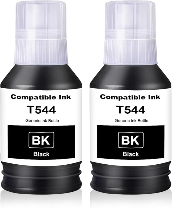 T544 Black Ink Bottle Refill, Compatible Replacement for T544120 Ink Refill Bottle Black Work for L1210 L1250 L3110 L3150 L3160 L3210 L3250 L3251 L3260 L5290 L5590 Printers (2 Pack)