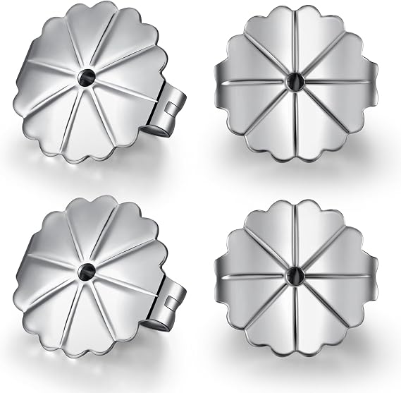 Earring Backs Replacement for Stud Sterling Silver Safety Locking Earring Backs Hypoallergenic