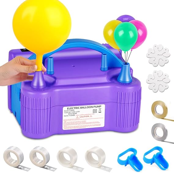 Keaibuding Balloon Pump Electric Air Pump Dual Nozzle Inflator Blower Machine with Balloon Arch Strip Kit for Party Supplies Baby Shower Decorations
