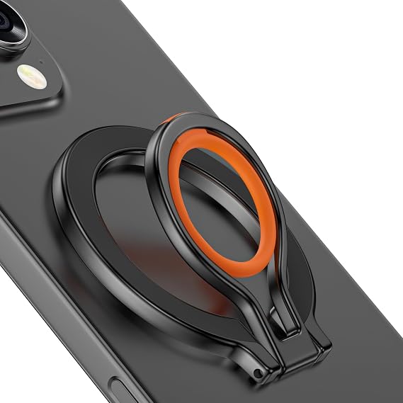 Magnetic Phone Grip Holder for MagSafe Ring Stand Holder Adjustable Stand | Kickstand for iPhone 17 16 Pro 15 14 13 12 MagSafe Finger Loop Stand with Silicone Finger Strap, Wireless Charging Compatible