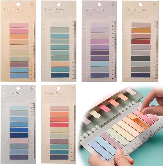 1200 Pcs Sticky Tabs, 60 Morandi Colors Writable Book Tabs, Book Markers Sticky Notes with Ruler for Index Callout, Tabs Page Markers for Annotating Books, File Classification, Book Notes Highlights