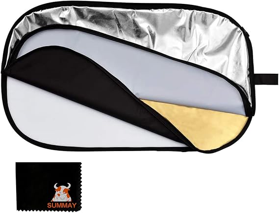 GODOX 39x59 100x150cm 5-in-1 Collapsible Portable Disc Light Reflector with Bag for Studio and Photography - Gold, Silver, Black, White, Translucent.