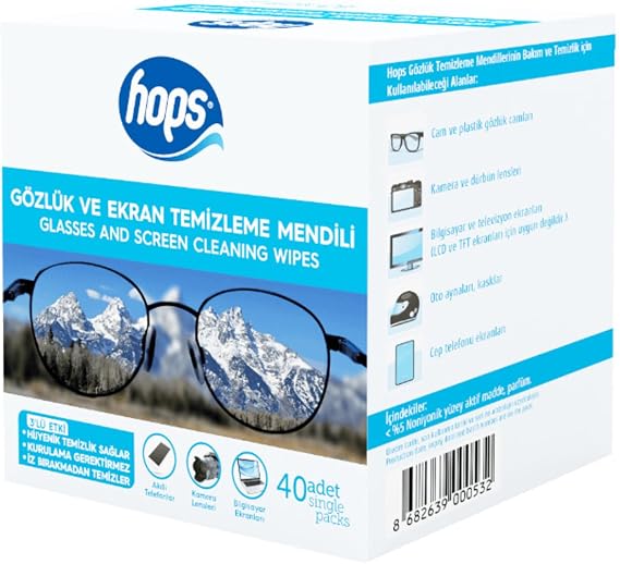 Hops Gözlük Camı Temizleme Mendili 40'lı