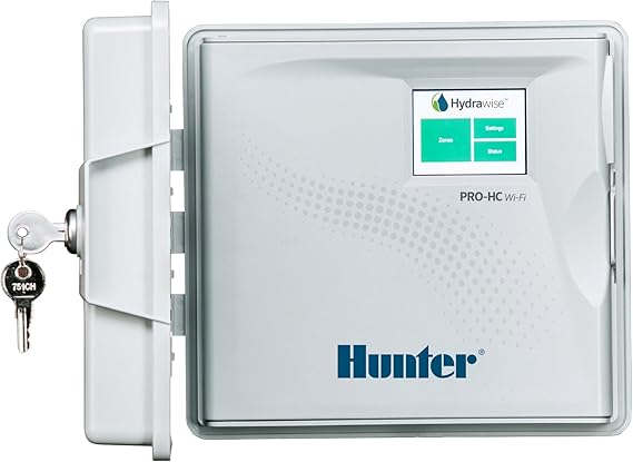 Hunter PRO-HC WiFi Sprinkler Controller, 12 Zone Smart Irrigation Timer | Indoor/Outdoor 12 station smart irrigation controller with Hydrawise app control, touchscreen, and weather-based scheduling