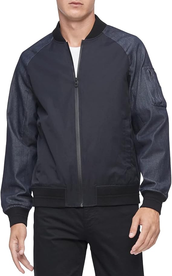 Calvin Klein mens Mix Media Bomber Jacket