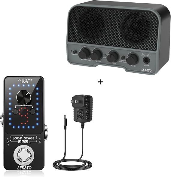 LEKATO Guitar Looper Pedal and 5W Mini Guitar Amp Rechargeable Amplifier Electric Guitar Amp