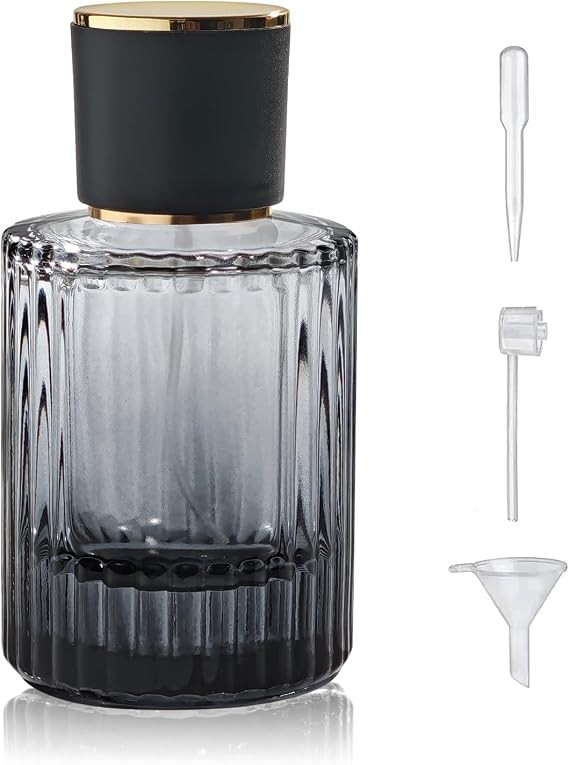 50ml/1.7Oz Glass Spray Perfume Bottle Atomizer,Refillable Empty (Black)
