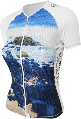 De Soto Womens SkinCooler Short Sleeve Full Zip Tri Top Aero Fit, Cooling Fabric, Pockets, for Triathlon & Cycling