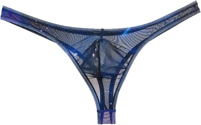 Mens Starry Thong G-String Bulge Pouch Mini Bikini Briefs Stars Mesh Guys T-Back Underwear