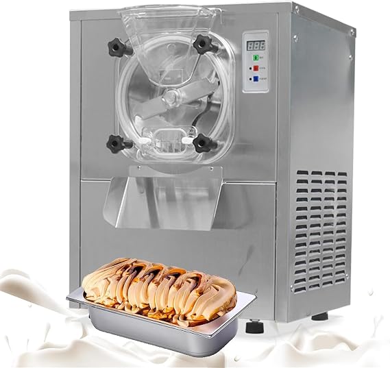 Kolice Commercial Desktop Hard Ice Cream Machine Countertop Hard Ice Cream Making Machine Italian Ice Cream Machine Restaurant Fast Food Snack Food Ice Cream Shop See-through Lid