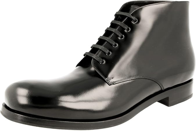 Prada Men's 2TG100 055 F0002 Brushed Spazzolato Leather Half-Boot