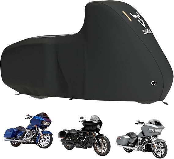 EVRBUL Motorcycle Cover Heavy Duty 420D Outdoor All Seasons Motorbike Sun Cover Protection Compatible with Harley Davidson Road Glide Custom Street Glide Low Rider and up to 98 Most Motorcycle