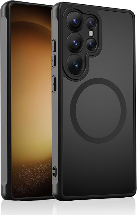 HikerClub Magnetic Case for Galaxy S25 Ultra (2025), Compatible with Wireless Charger, Slim Fit Amti-Scratch Translucent Frosted Matte Back Shockproof Protective Cover