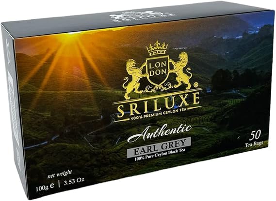 SRILUXE - Premium Quality Ceylon Earl Grey Tea Bags Finest Black Tea Aromatic & Delicious | (50 teabags)