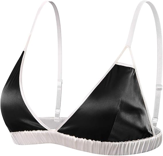 Women's Silk Satin Triangle Bralette Soft Cup Wireless Bra Smooth and Comfortable Wire Free Bra Top