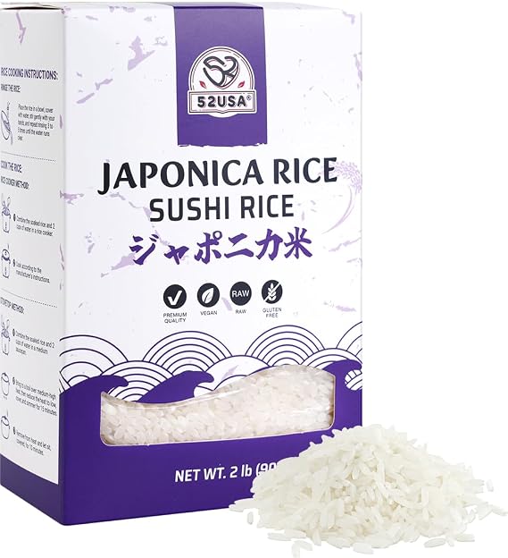 52USA Sushi Rice 2 Pound (32 Ounce), Premium Short Grain Rice