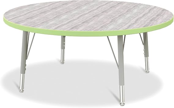 Berries Jonti-Craft 6468JCE451 Round Activity Table, 42" Diameter, E-Height (15"-24" Adjustable Height), Driftwood Gray/Key Lime/Gray