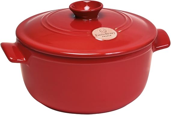 Emile Henry Flame Round Stewpot Dutch Oven, 2.6 Quart, Burgundy