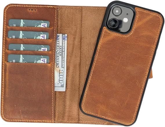 Apple iPhone 11 Compatible Leather Wallet Case G19 Tan