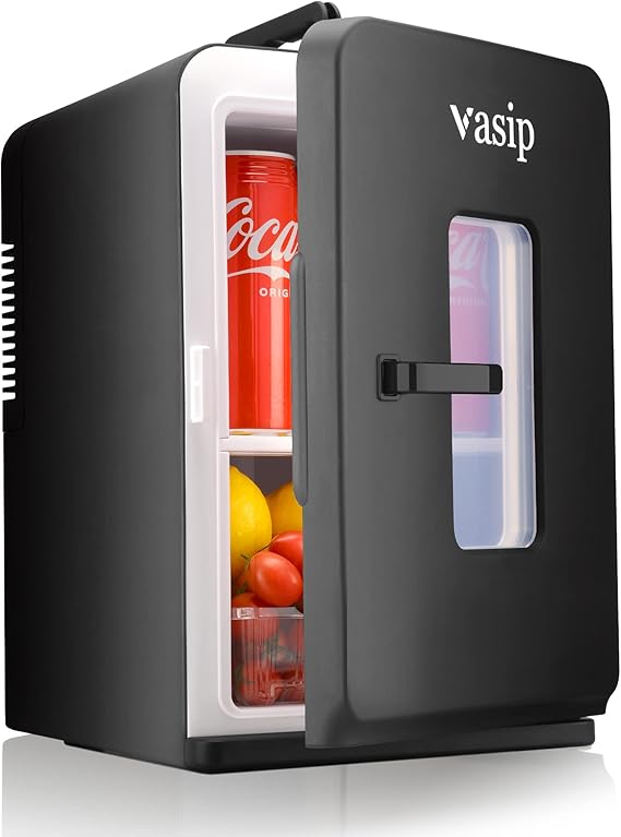 Mini Fridge 15 L Fridge Small Portable with Cooling and Heating Function 220 V AC + 12 V DC Small Fridge for Home Office Camping and Car
