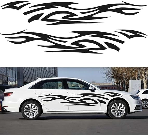 2Pcs Car Side Door Stripes Graphics Stickers for Dacia Logan MCV 2 (II) I 2013-2019 2020, Body Racing Decals Sport Vinyl Protector Trim Styling Accessories Kit,Black