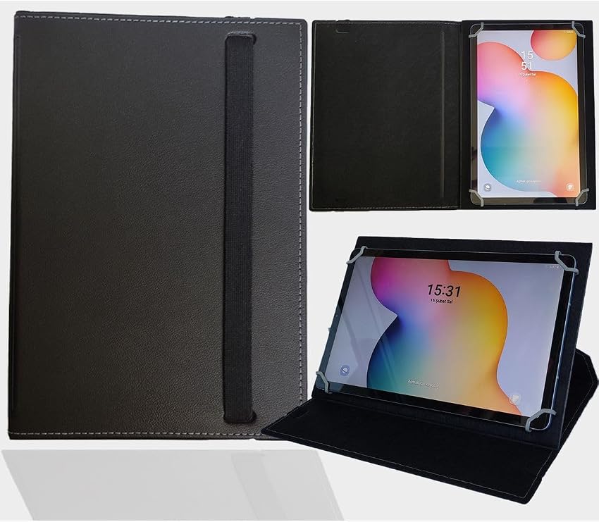 Tablet Standlı Üniversal Kapaklı Tablet Kılıfı Siyah Xiaomi Redmi Pad Pro 12.1 inç 2024 ile uyumlu
