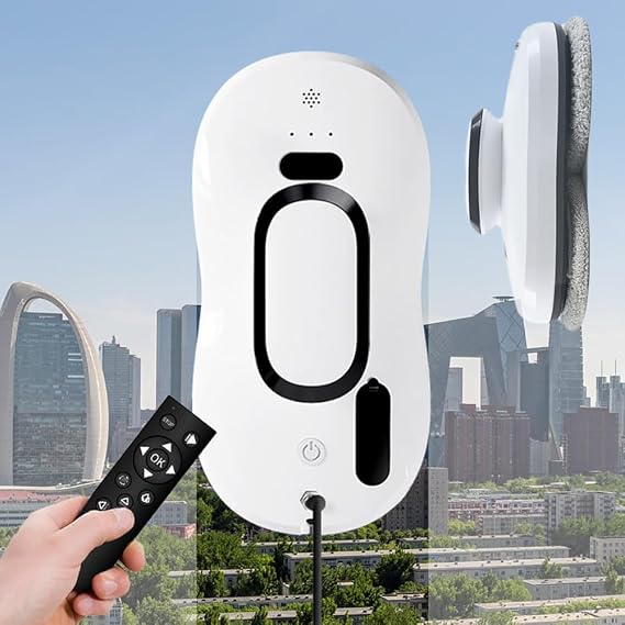 Window Cleaner Robot with Remote Control, Electric Window Cleaning Robotic 5600Pa, Window Glass Vacuum Robot