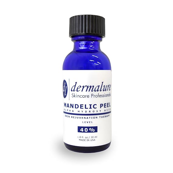 Mandelic Acid 40% AHA Alpha Hydroxy Peel Medical Strength Used For Rosacea, Cystic Acne, Blackheads, Pores, Whiteheads, Hyperpigmentation, Melasma, Age Spots, Sun Spots (1.0 fl. oz / 30 ml)