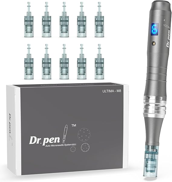 Dr.pen M8 Microneedling Pen with 10 Nano Round Cartridges | Wireless Micro Needling Pen Home Skin Care Tool Kit for Face and Body Auto Microneedling Device Set
