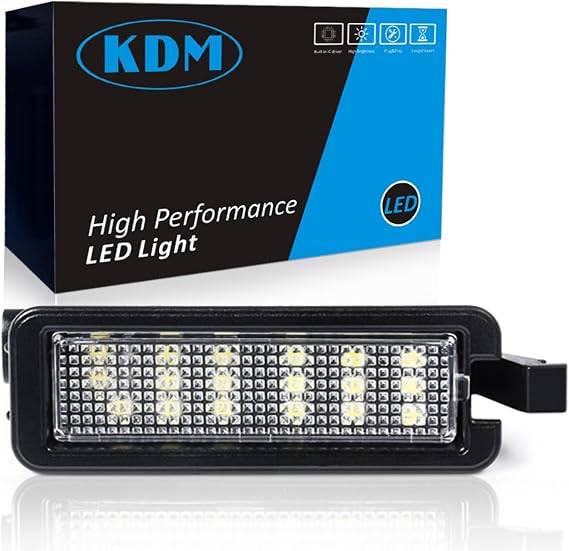 KDM LED License Number Plate Light Assembly Compatible with 2015-2023 Dodge Charger Challenger Chrysler 300 Pacific Je-ep Compass, Rear Bumper Tag Lamp Replacement 6000K Bright White,1Pack