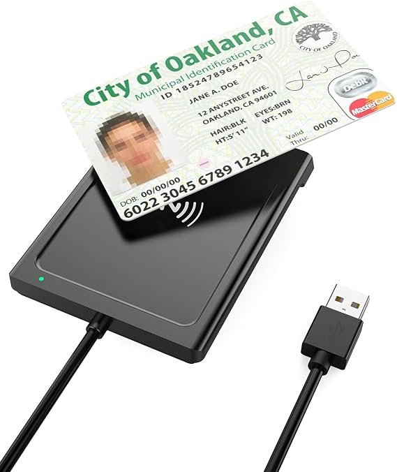 USB Smart Card Reader with NFC - Smart Card Reader/SIM Card Reader - Compatible with Windows Linux Android - DOD Military Card Reader for ID Card Health Card Bank Cards