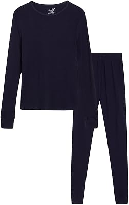 Rene Rofe Girls Thermal Set - 2 Piece Waffle Knit Thermal Top and Long Johns - Thermal Underwear for Girls