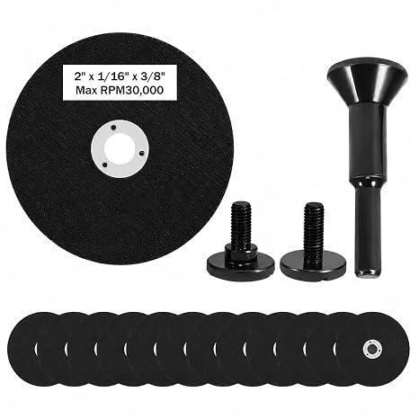 2 Inch Die Grinder Cut Off Wheel,15 Pack 2 Metal Cutting Discs 3/8in Hole with Metal Arbor 1/4in Shank,Drill Metal Cutter Attachment for Cuts Steel, Bronze, Brass, Nuts,Bolts, Screws etc