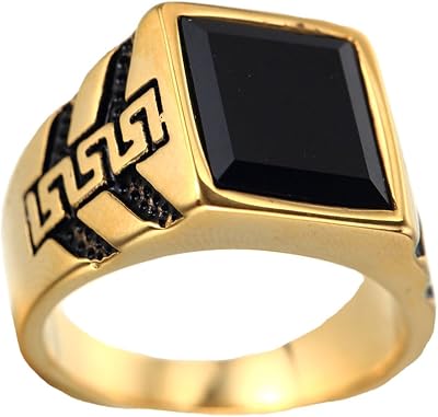 PAURO Mens Stainless Steel GoldSilver with Hematite Engagement Wedding Rings