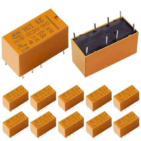 12Pcs DPDT Relay 24V Coil 8 Pin 2NO 2NC Mini PCB Power Relays HK19F-24V