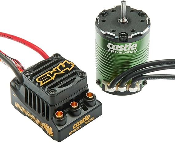 Castle Creations Sidewinder 4 Sensorless ESC & 1406 4600KV Brushless Motor Upgrade for 1/10 RC Vehicles Basher Edition, Black, Green