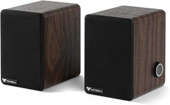 Victrola M1 Monitors Powered Bookshelf Monitor Speakers, Bluetooth Wireless Streaming, Premium Stereo Sound, Pairs with Premiere T1 & More, RCA & Aux Input, Multi-Device Pairing (Black)