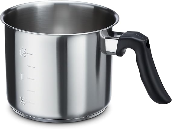Magefesa Deliss 2.6-Quart Stainless Steel Milk Pot, All-Stovetop Compatible Saucepan, Ergonomic Heat-resistant Handle