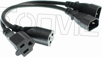 Eonvic 2PCS IEC 320 C14 to Nema 5-15R 18AWG Standard Computer Power Cord Cable 1ft