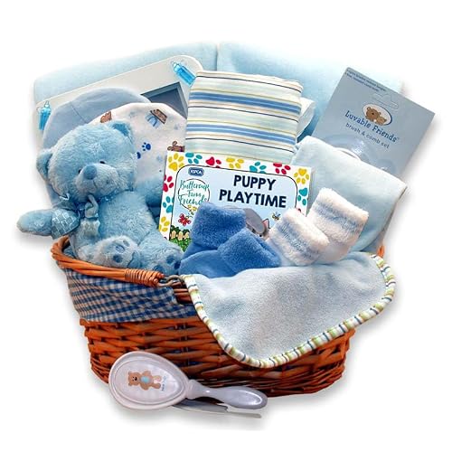 Baby Essentials Baby Boy Gift Basket - Baby Gift Basket - New Baby Gift Basket with Baby Essentials