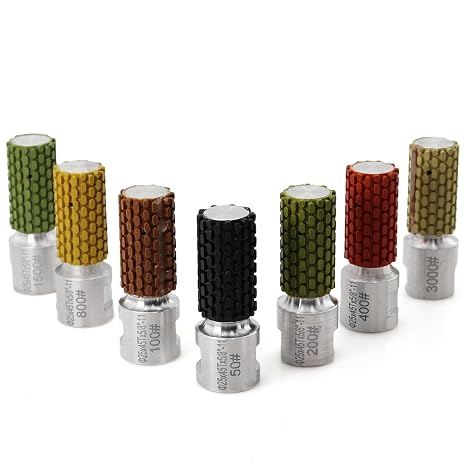 7pcs/Set Diamond Drum Wheels Polishing Wet 5/8"-11 Thread for Marble, Granite, Countertops and Concrete Undermount Sinks
