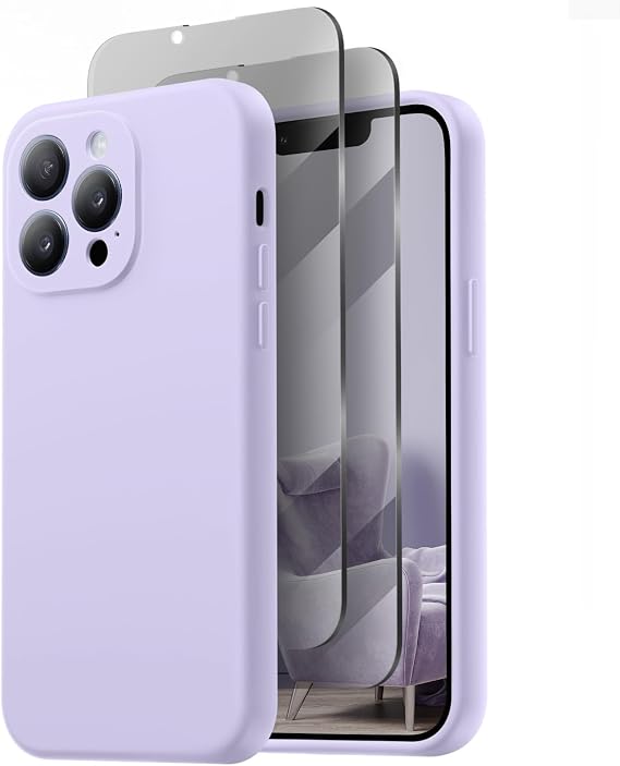 Designed for iPhone 13 Pro Max Case, Compatible with MagSafe, with 2X Privacy Screen Protectors, Full Camera Protection, Silicone Shockproof Protective Slim Phone Case 6.7", Clove Purple