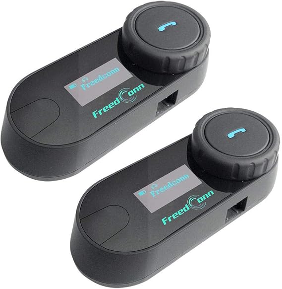 FreedConn 2pcs TCOM-SC Motorcycle Bluetooth Intercom Headset Speakers, 2-3 Riders Helmet Communication System with Music Sharing/LCD Screen/FM Radio/Mobile Phone/GPS/Waterproof