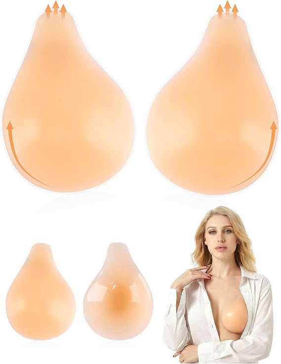 Sticky Bra Push Up - Adhesive Bras Backless Strapless for Women,Invisible Silicone Pasties Reusable (2 Pairs)