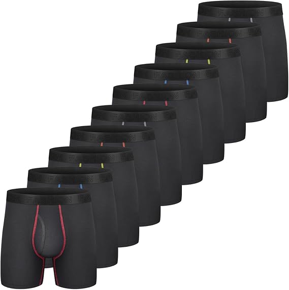 Mens Boxer Briefs Cotton Underwear 6no Ride up Regular Stretch Elastic Wide Band Boxer Briefs