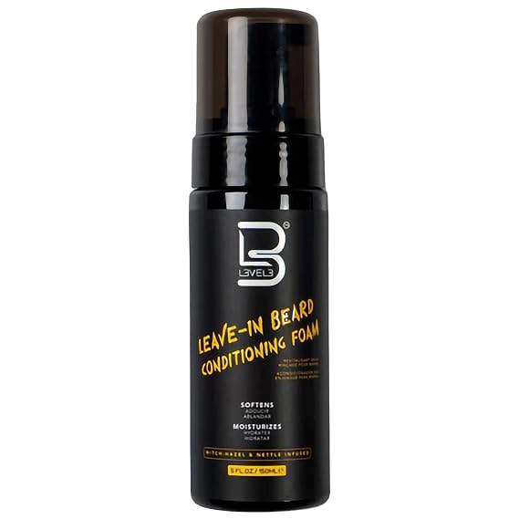 L3 Level 3 Leave In Beard Conditioner Foam - Lightweight Beard Hydrator, Softens and Moisturizes Facial Hair for a Smooth, Healthy Beard