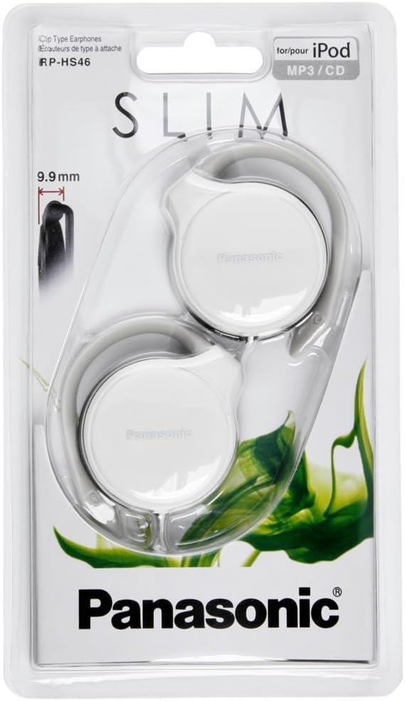 Panasonic RPHS46EW White Slim Headphones Clip Type Earphones RP-HS46