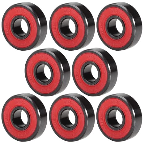608RS Bearing, 8x22x7mm ABEC-9 Red Sealed with Grease Ball Bearings, High Speed 608-2RS for Skateboard (Pick of 8 Pcs)
