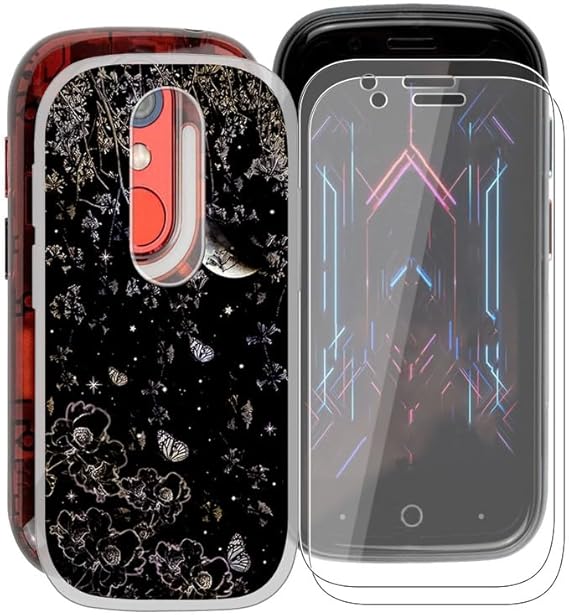 for Unihertz Jelly Star Case with 2 x Tempered Glass Screen Protector, Transparent Shockproof Solf Silicone Protection Case for Unihertz Jelly Star (3.00"), for Women Men - XV14